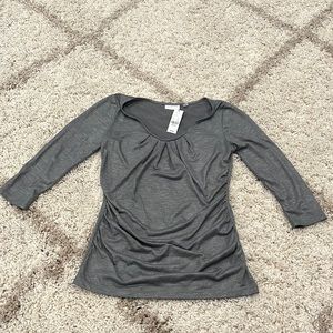 New! Shiny Grey 3/4 Sleeve Top